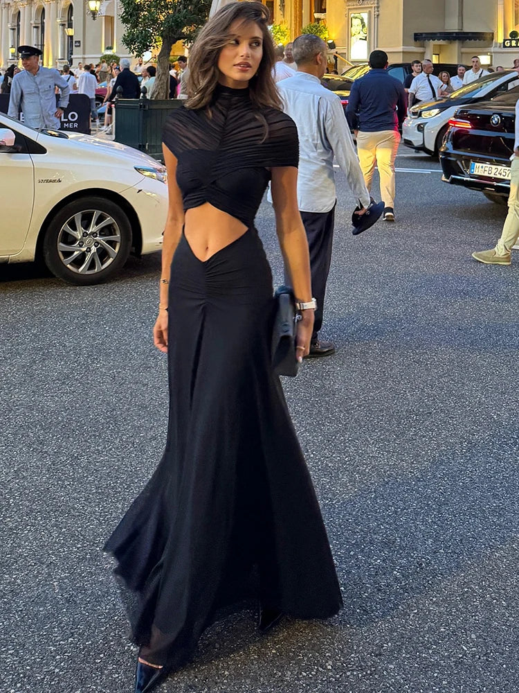 Vestido Largo con Aberturas en la Cintura