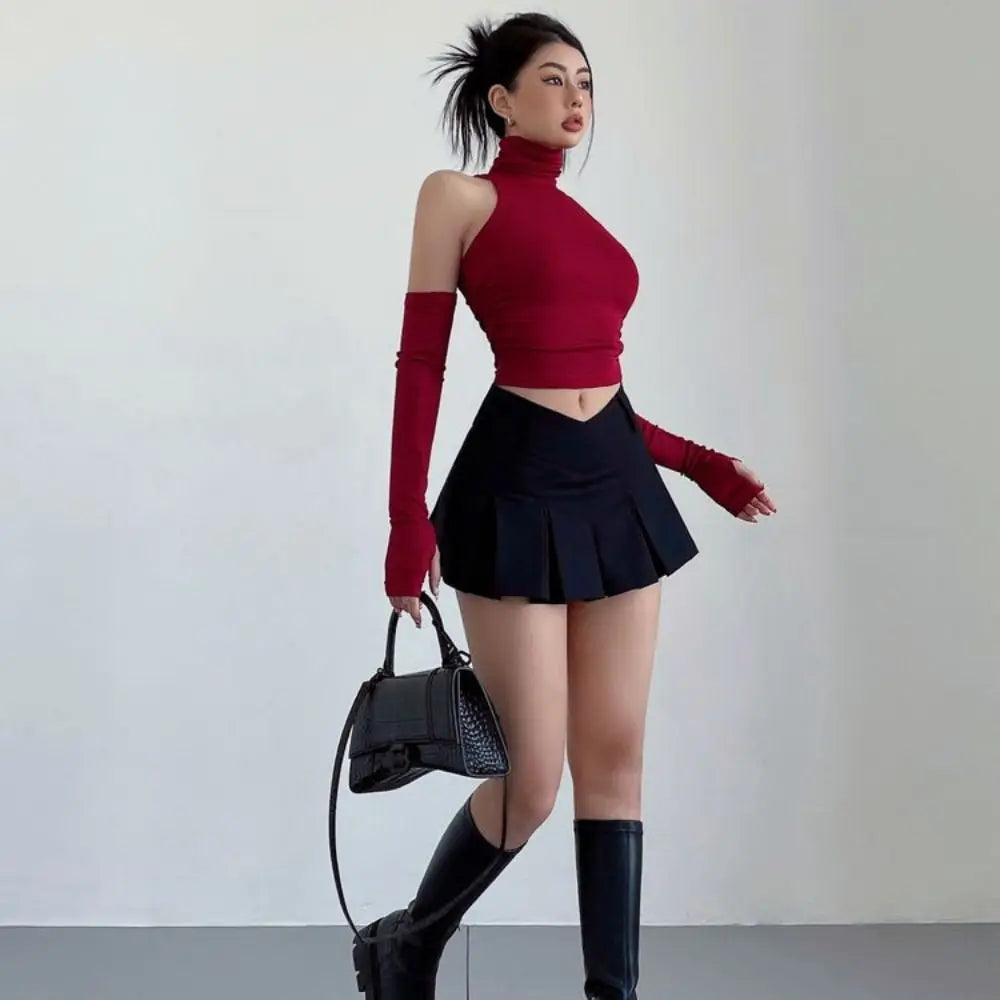 Top de Cuello Alto con Guantes Largos