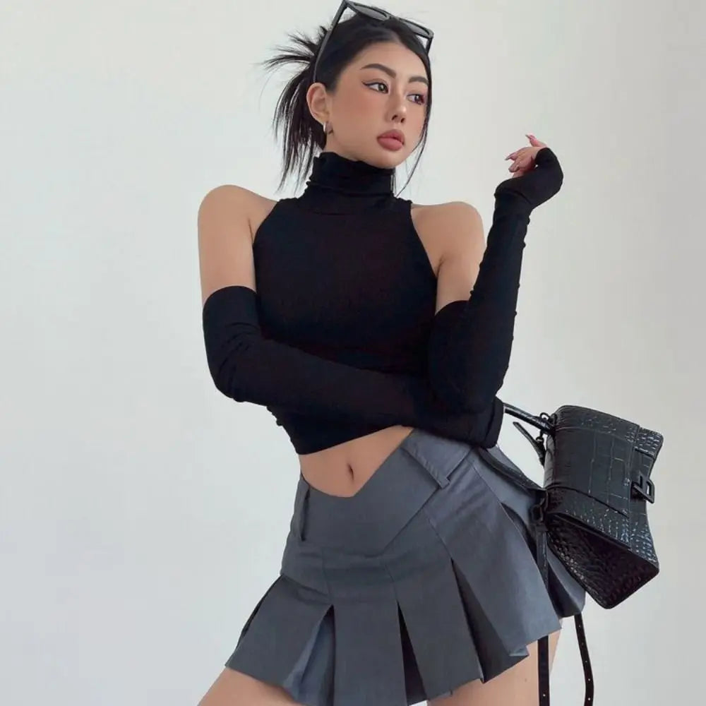 Top de Cuello Alto con Guantes Largos
