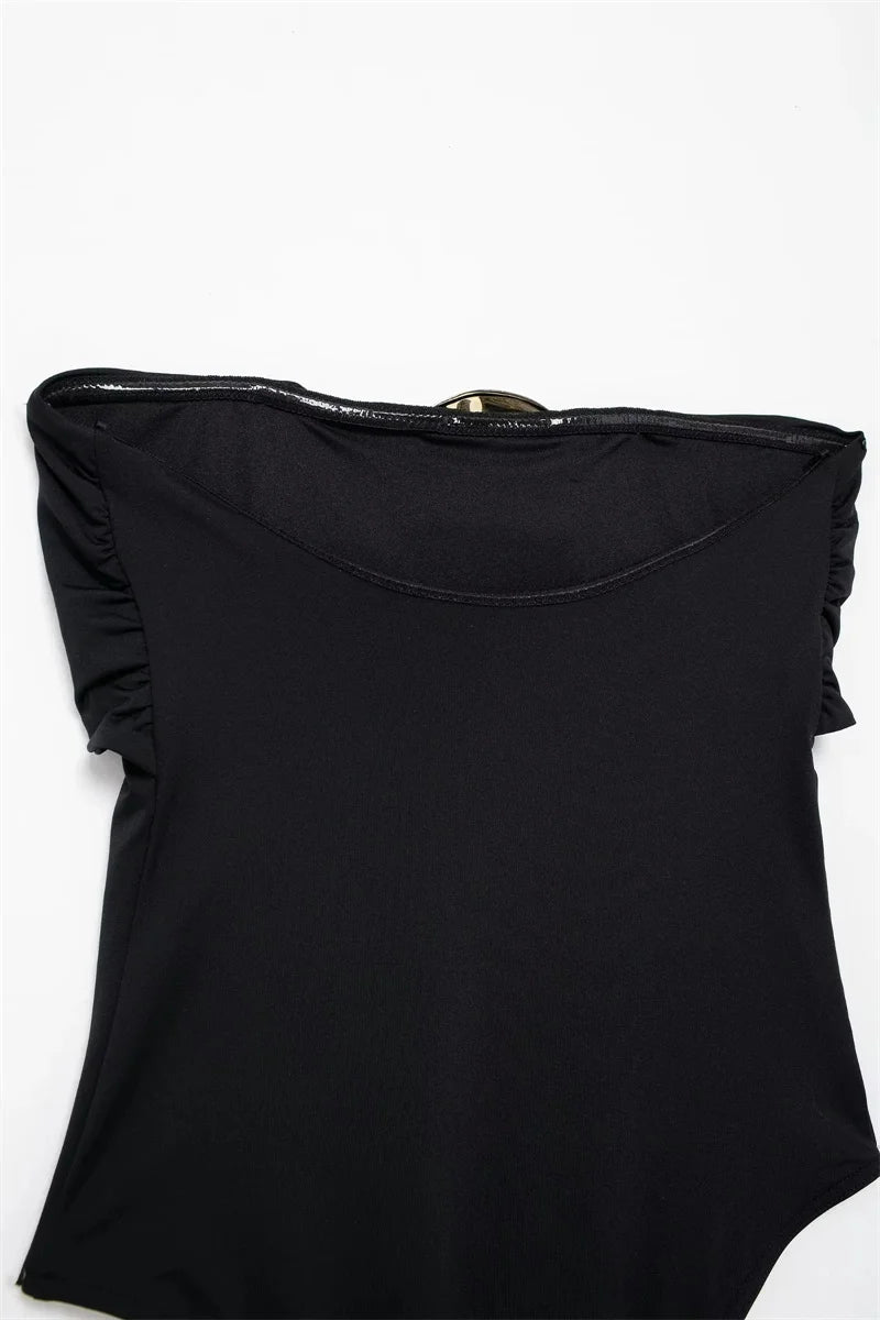 Top Busto con Lazo Dorado