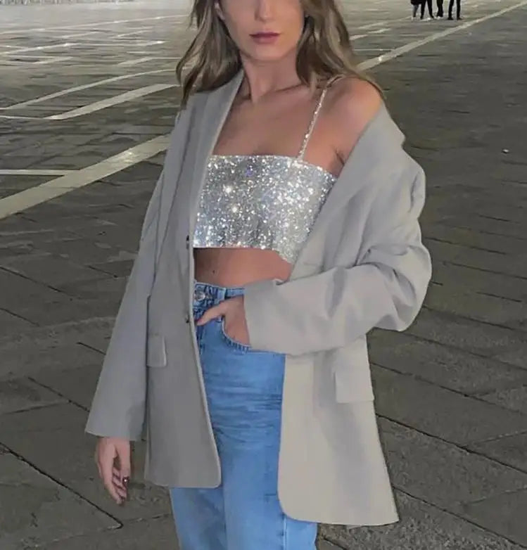 Top con Brillos y Tirantes Finos