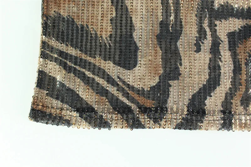 Vestido Largo con Estampado y Lentejuelas