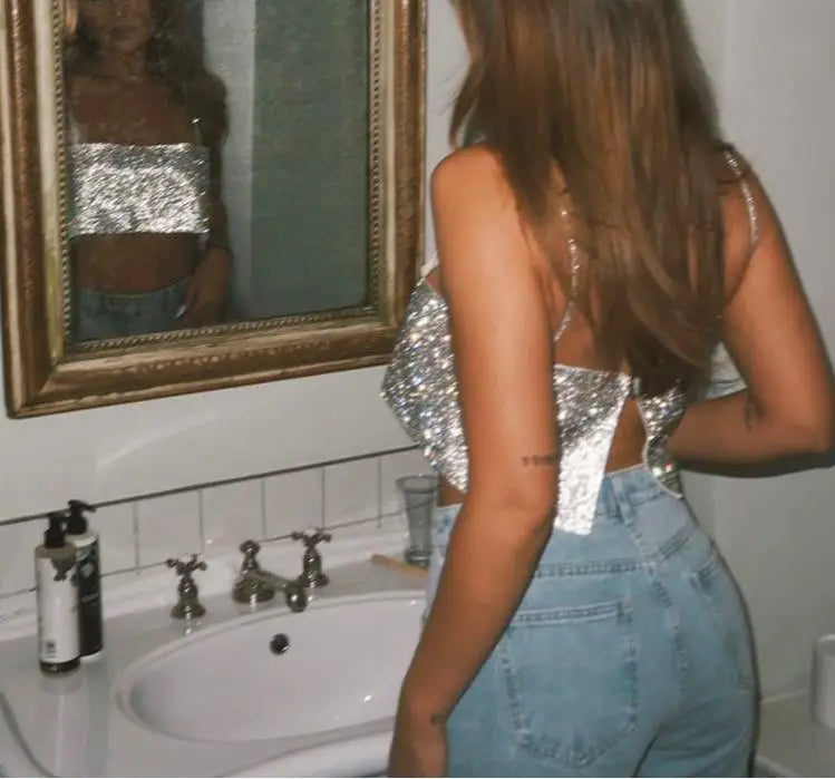 Top con Brillos y Tirantes Finos