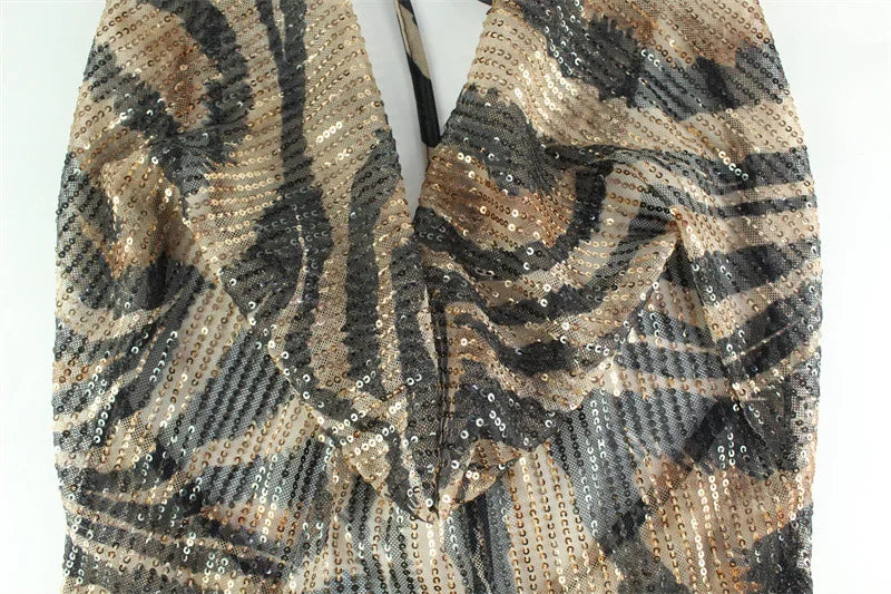 Vestido Largo con Estampado y Lentejuelas