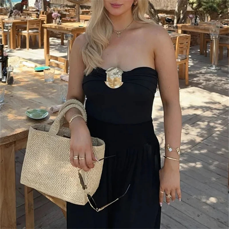 Top Busto con Lazo Dorado