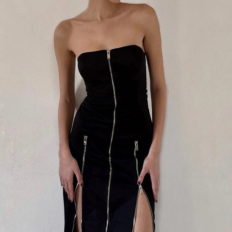 Vestido con Aberturas y Cremalleras