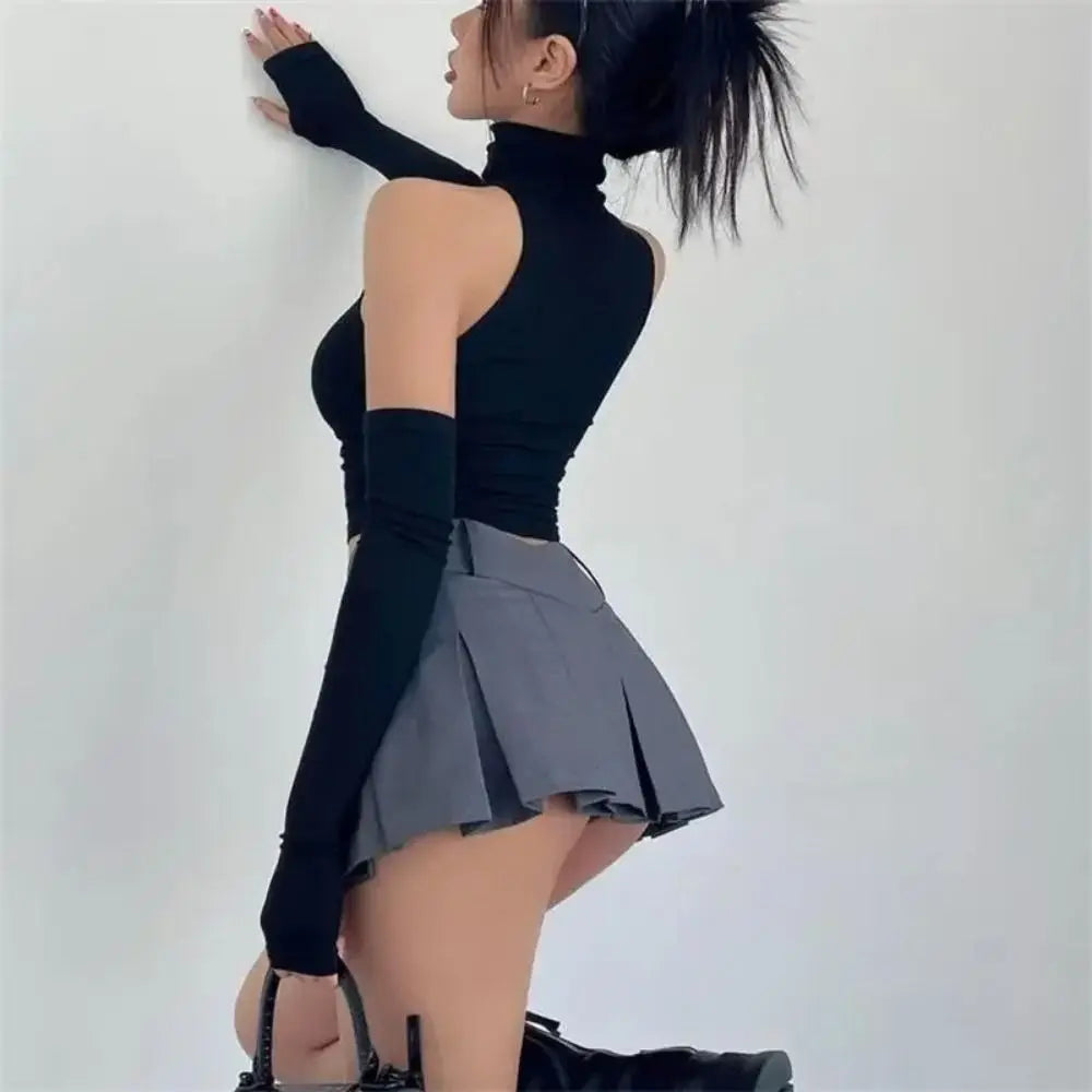 Top de Cuello Alto con Guantes Largos