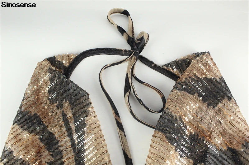 Vestido Largo con Estampado y Lentejuelas