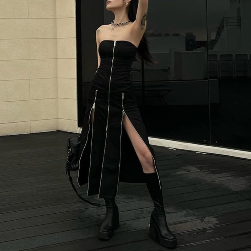 Vestido con Aberturas y Cremalleras