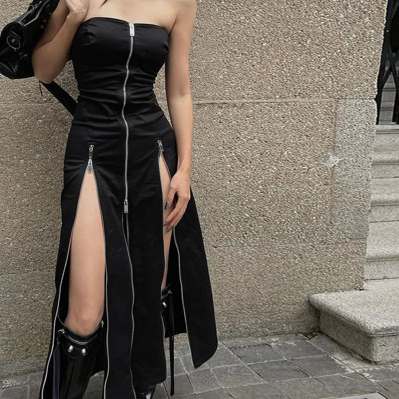 Vestido con Aberturas y Cremalleras