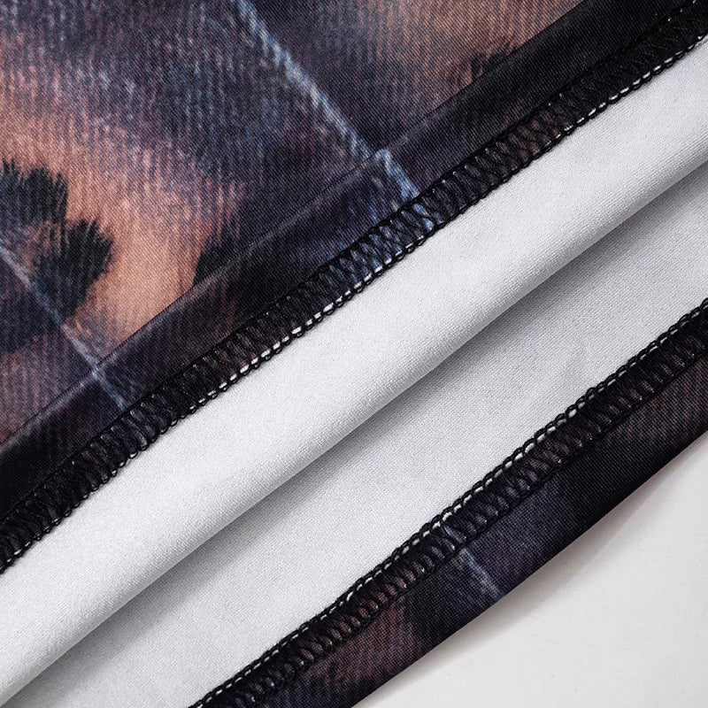 Vestido Corto de Manga Larga con Estampado Animal