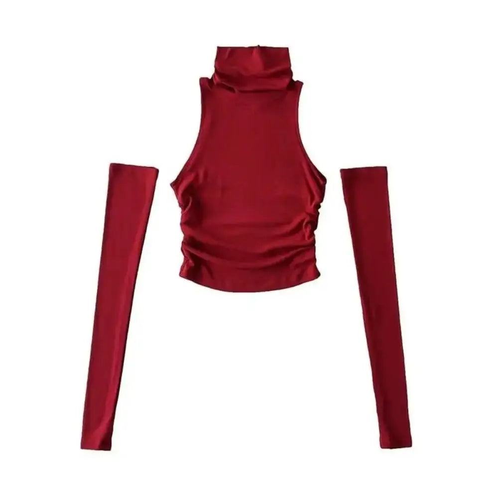 Top de Cuello Alto con Guantes Largos