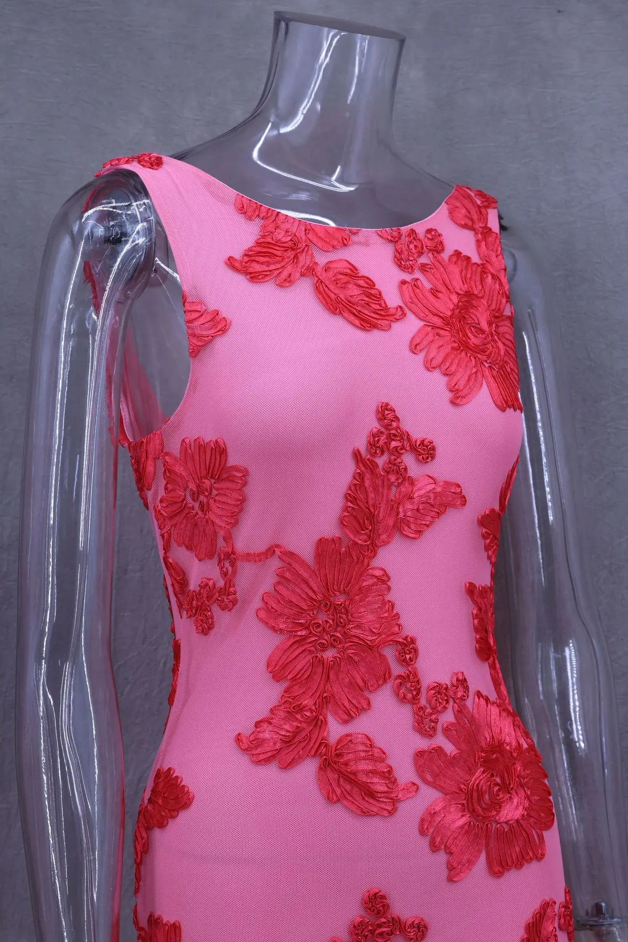 Vestido Largo Rosa con Estampado Flores