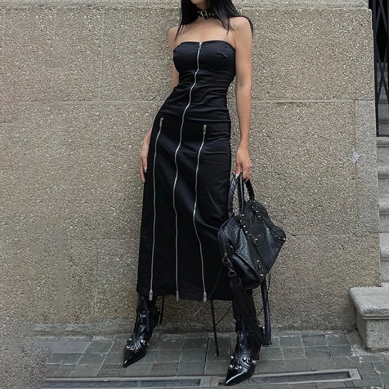 Vestido con Aberturas y Cremalleras