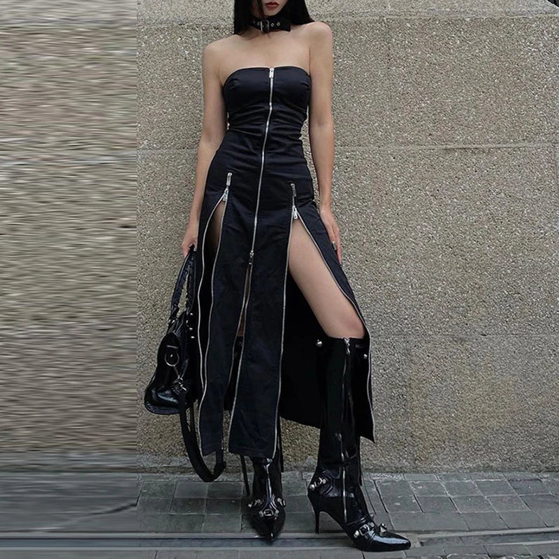 Vestido con Aberturas y Cremalleras