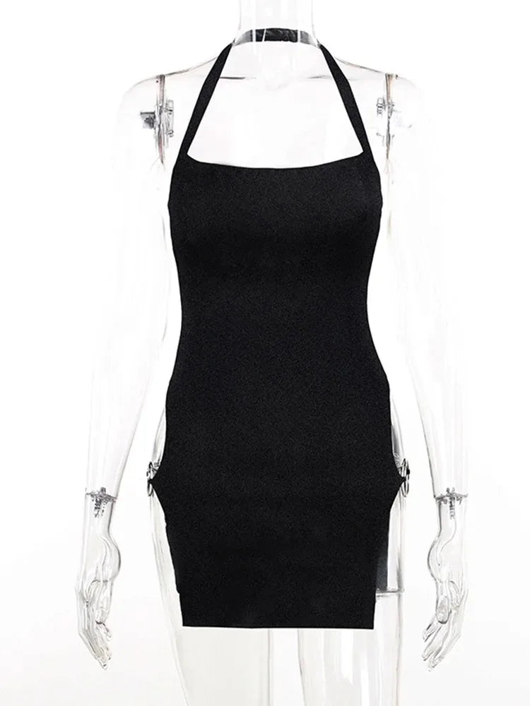 Minivestido Negro con Aberturas Laterales