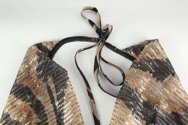 Vestido Largo con Estampado y Lentejuelas