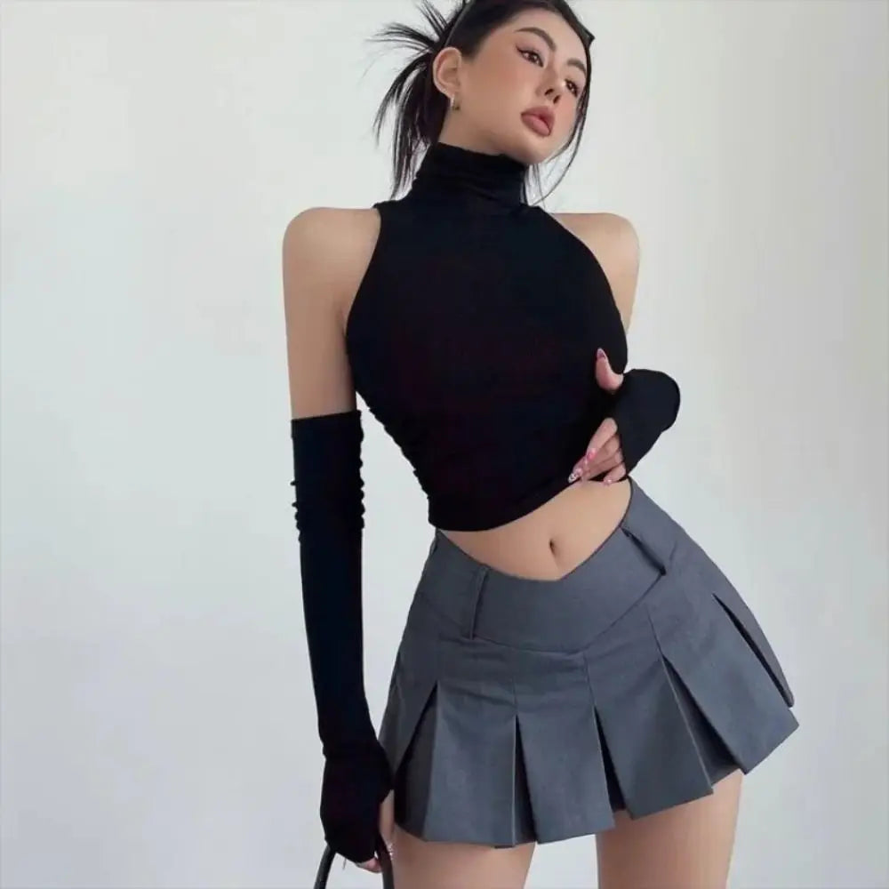 Top de Cuello Alto con Guantes Largos