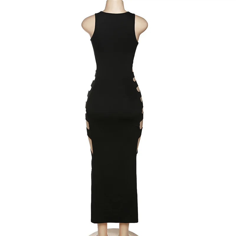 Vestido Largo con Aberturas en Piernas y Cintura