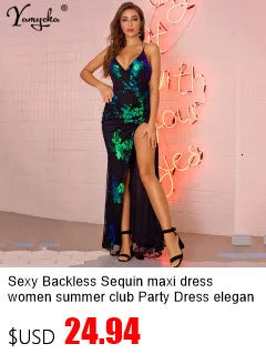 Vestido Brillante Atado al Cuello