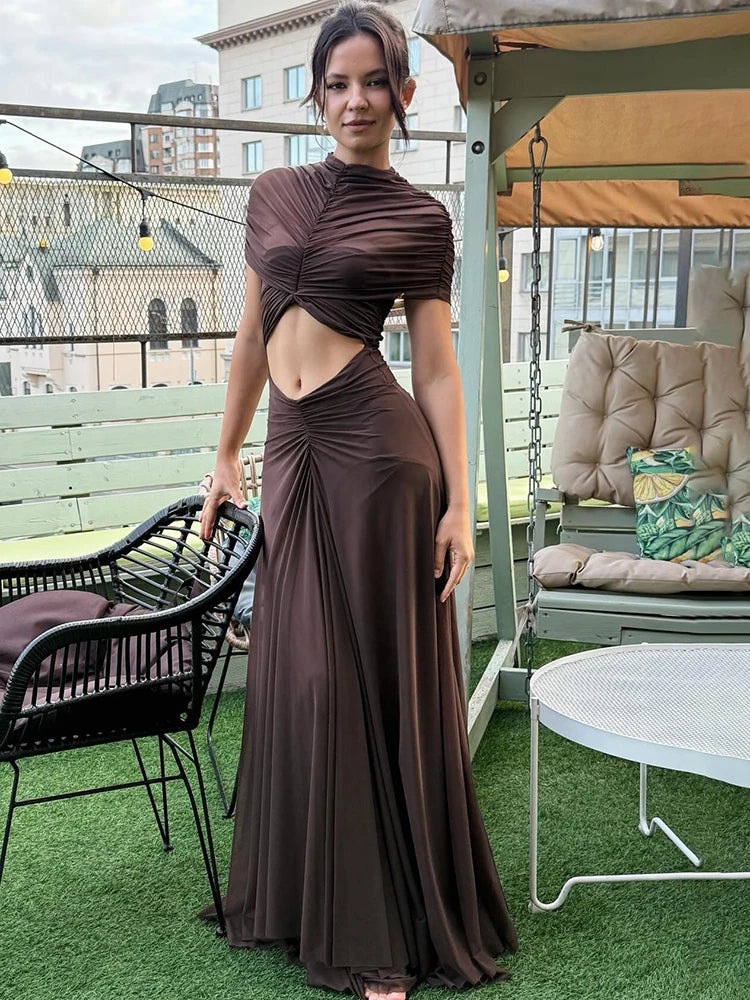 Vestido Largo con Aberturas en la Cintura