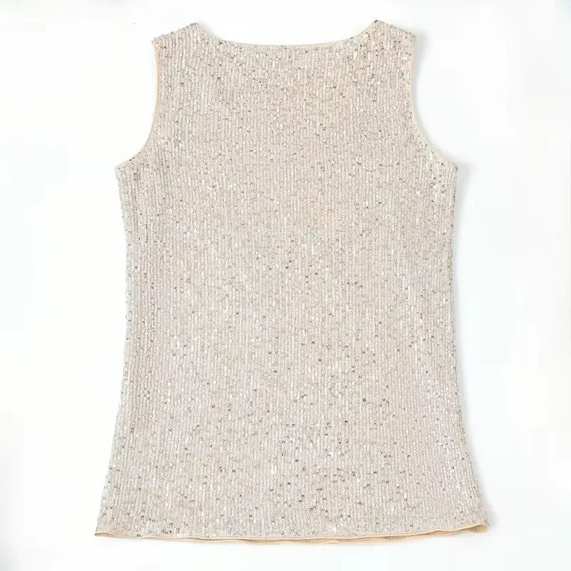 Top Brillante con Escote en V