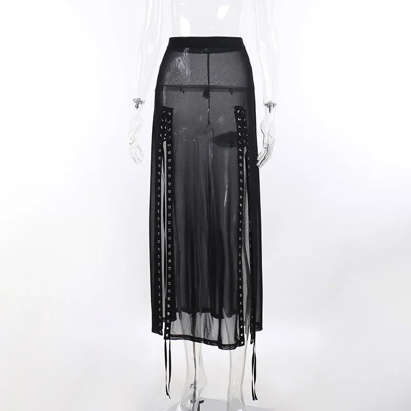 Falda Larga Transparente con Aberturas