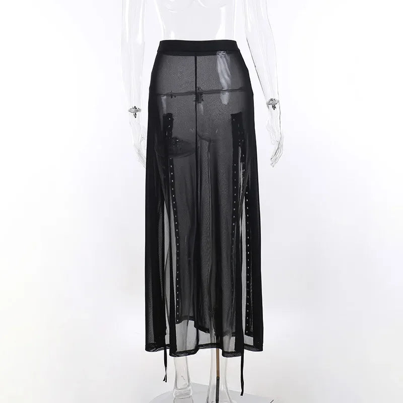 Falda Larga Transparente con Aberturas