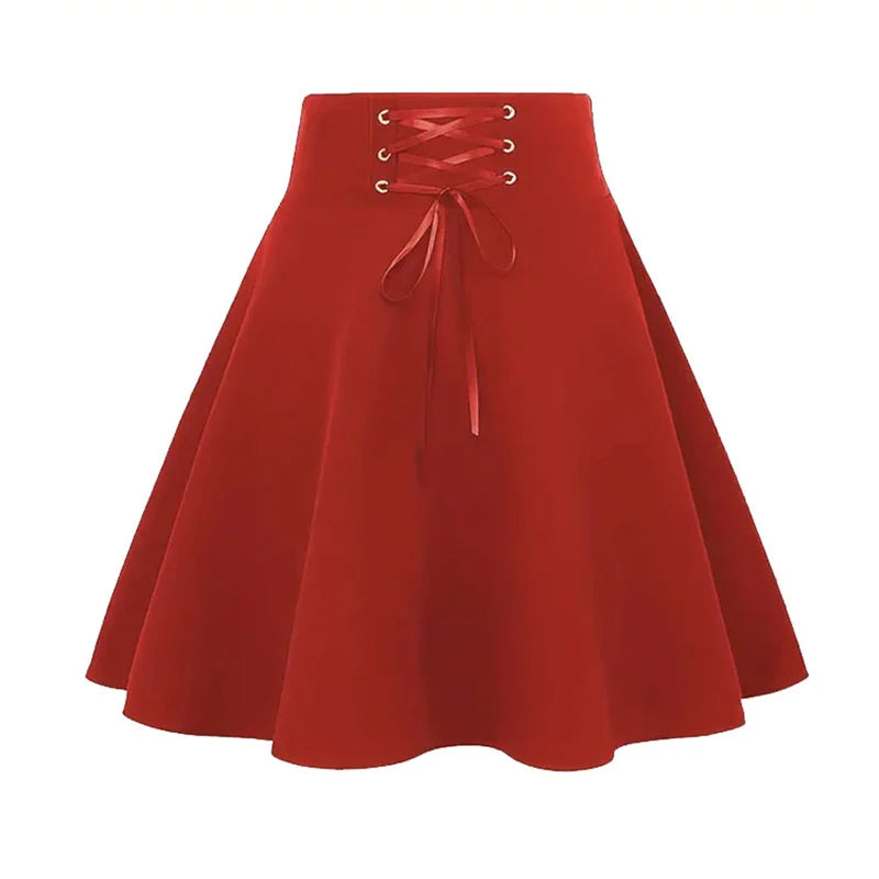 Falda de Talle Alto con Lazada Frontal