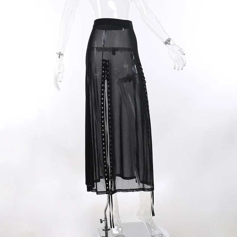 Falda Larga Transparente con Aberturas