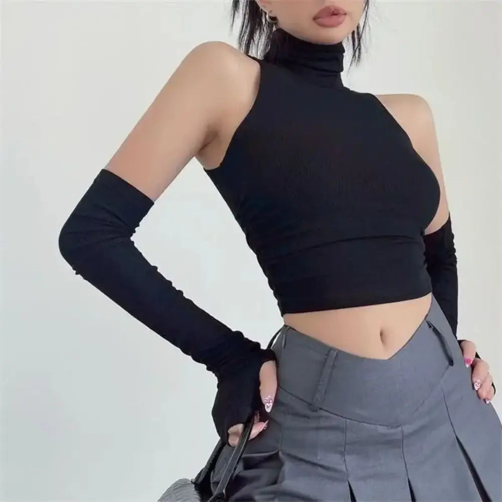 Top de Cuello Alto con Guantes Largos
