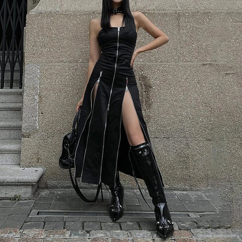 Vestido con Aberturas y Cremalleras