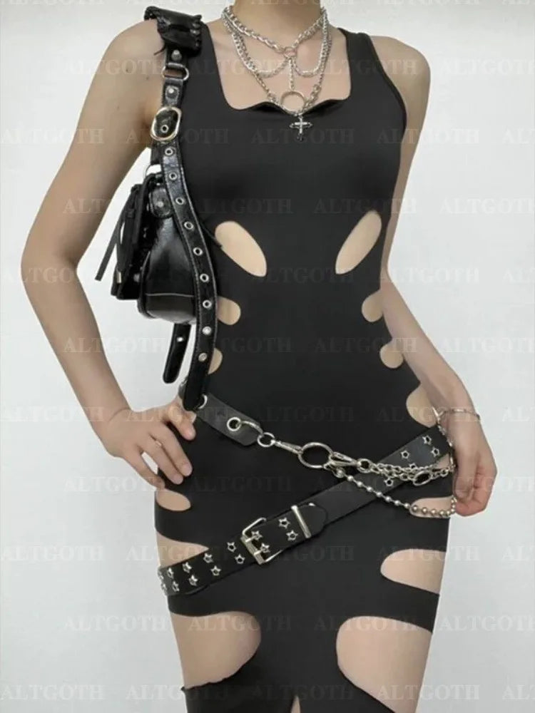 Vestido Largo con Aberturas en Piernas y Cintura