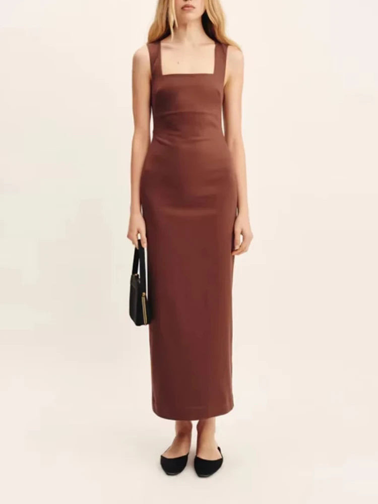 Vestido Midi de Escote Cuadrado