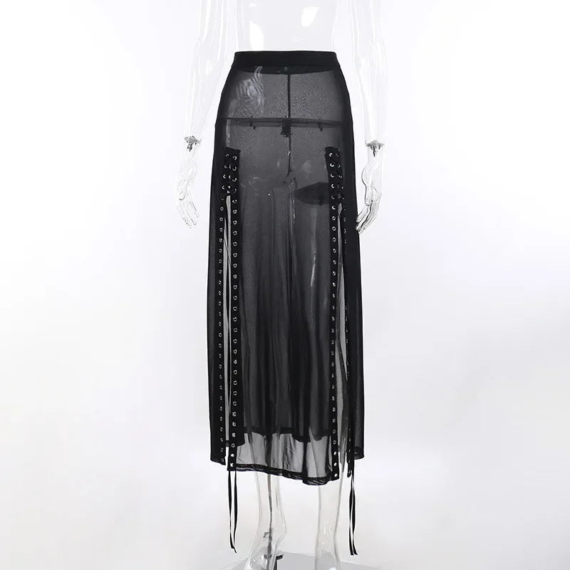 Falda Larga Transparente con Aberturas