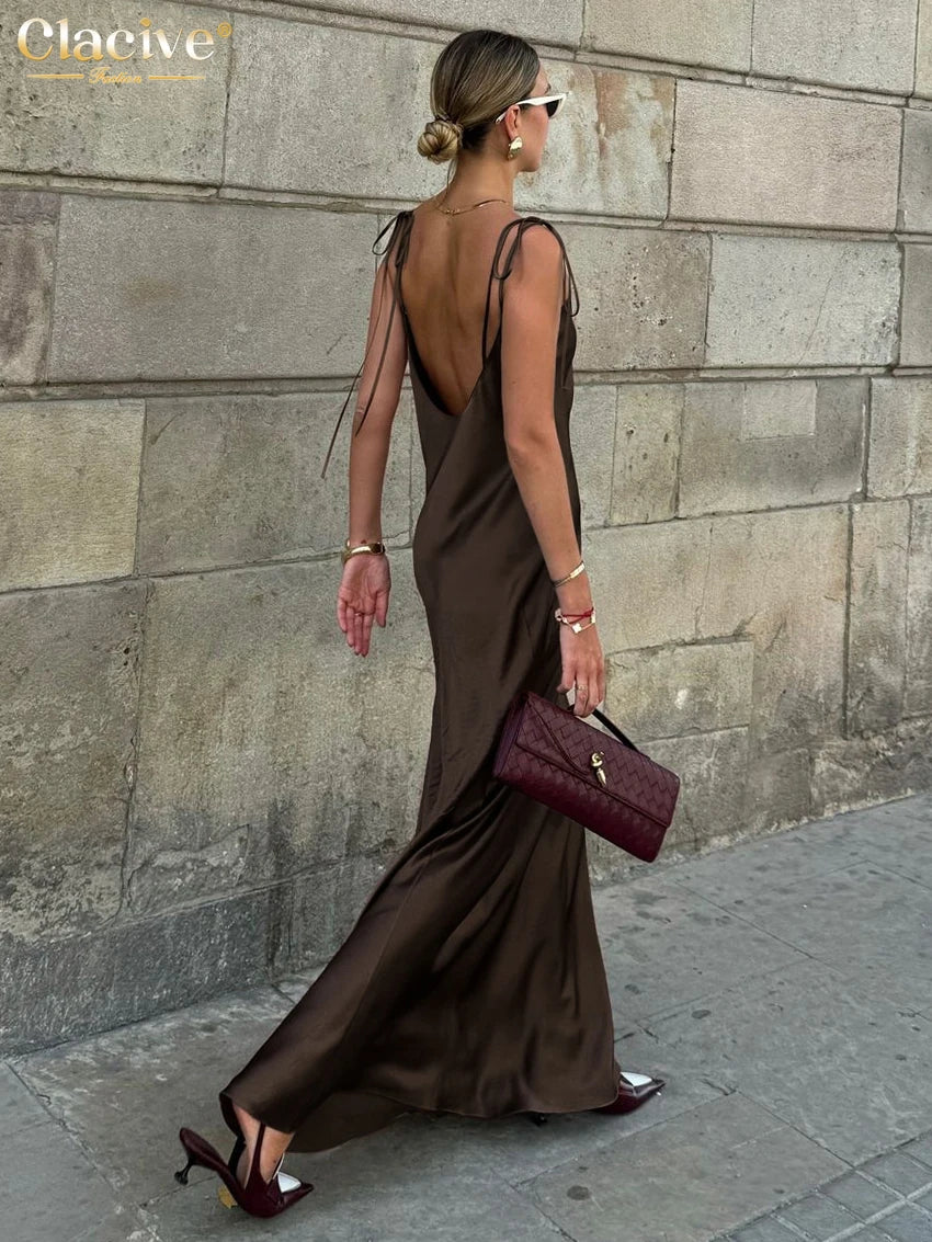 Vestido Largo Marrón