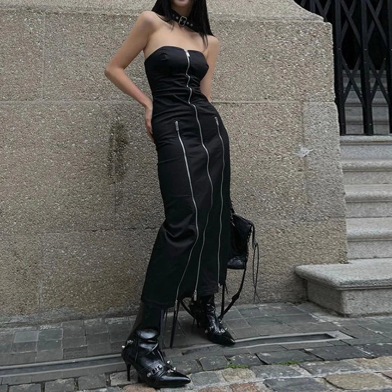 Vestido con Aberturas y Cremalleras