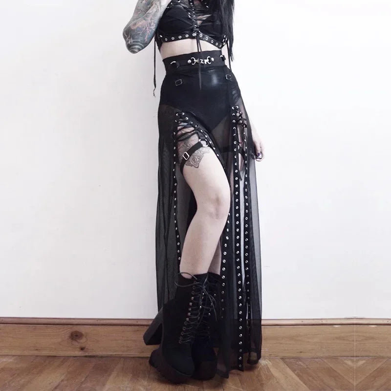 Falda Larga Transparente con Aberturas